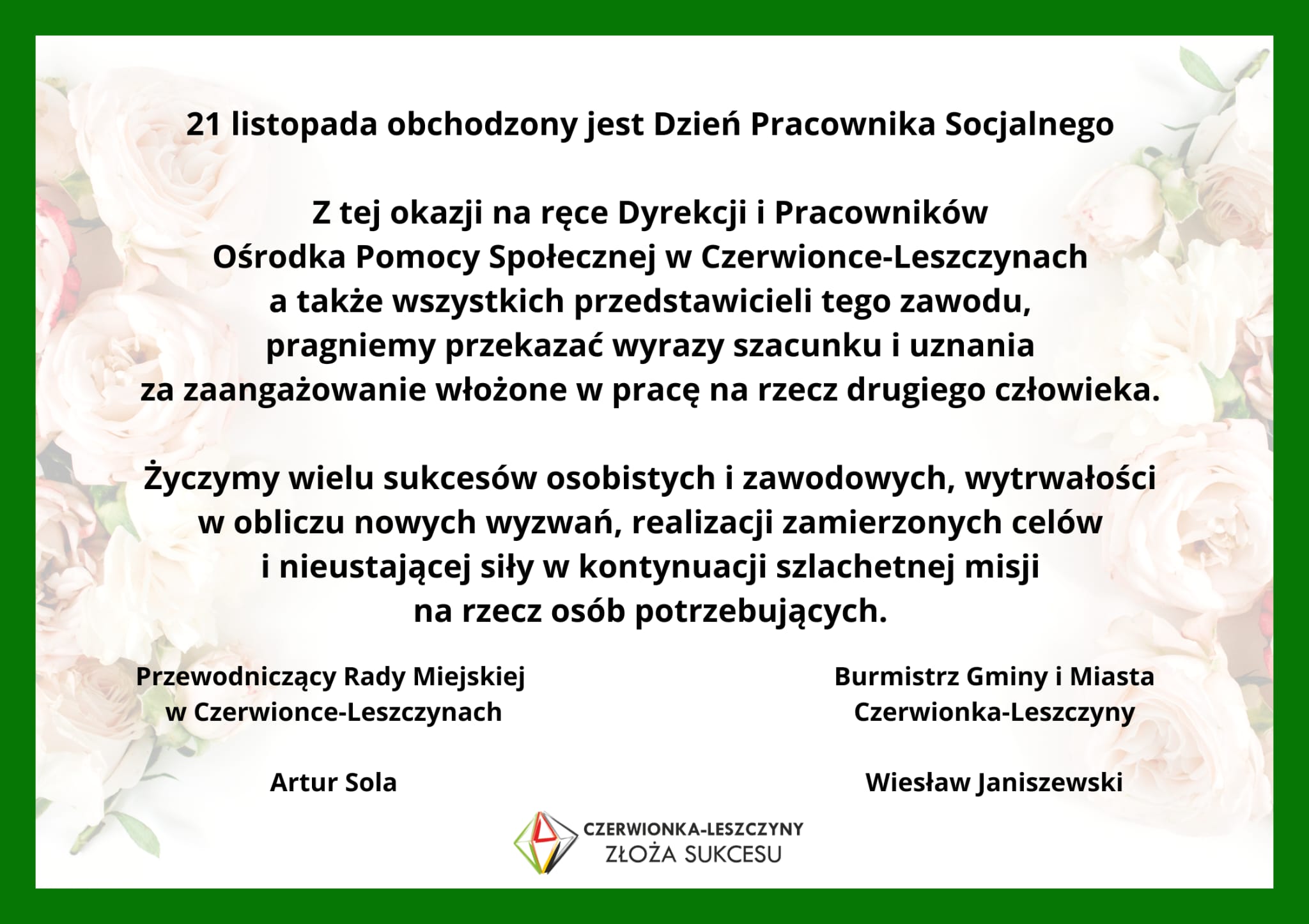 Zyczenia z okazji Dnia Pracownika SOcjalnego